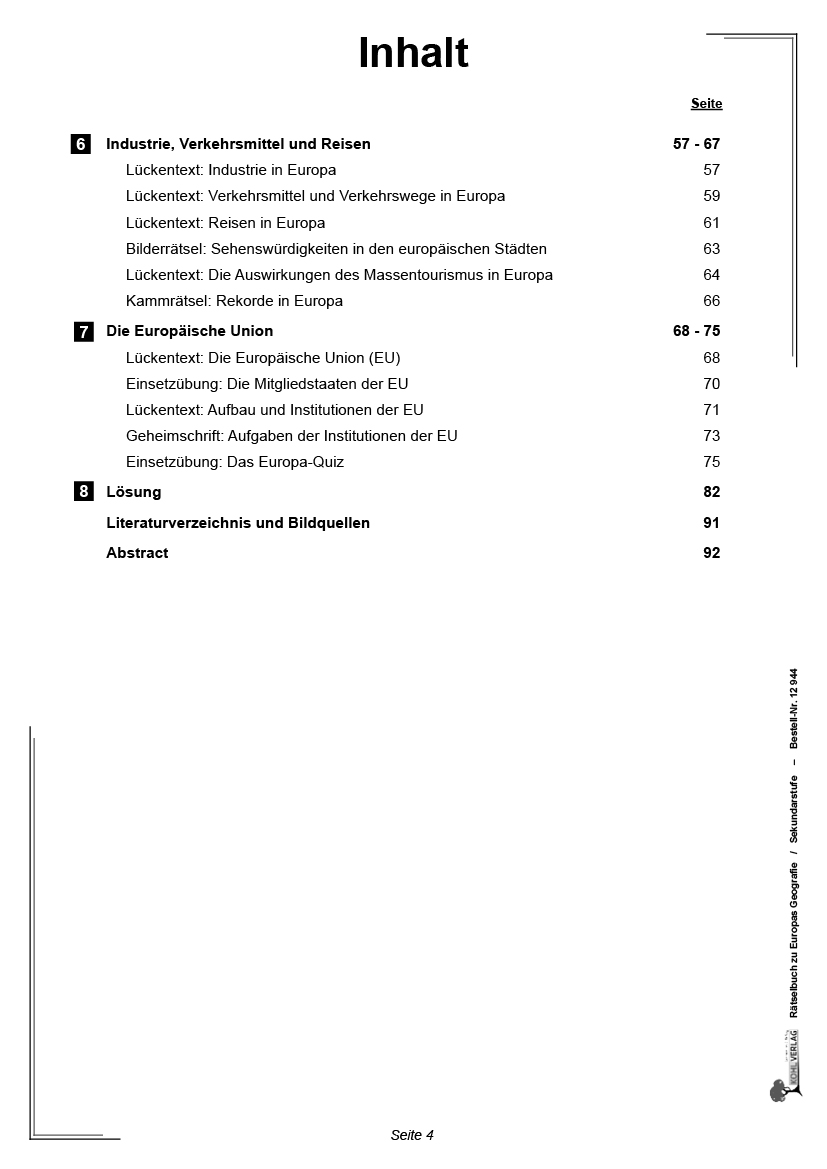 Rätselbuch zu Europas Geografie