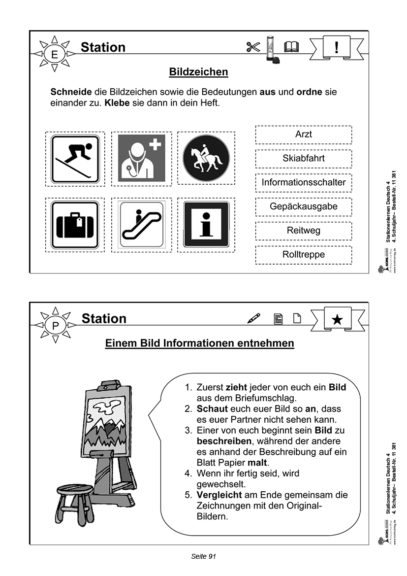 Stationenlernen Deutsch / Klasse 4