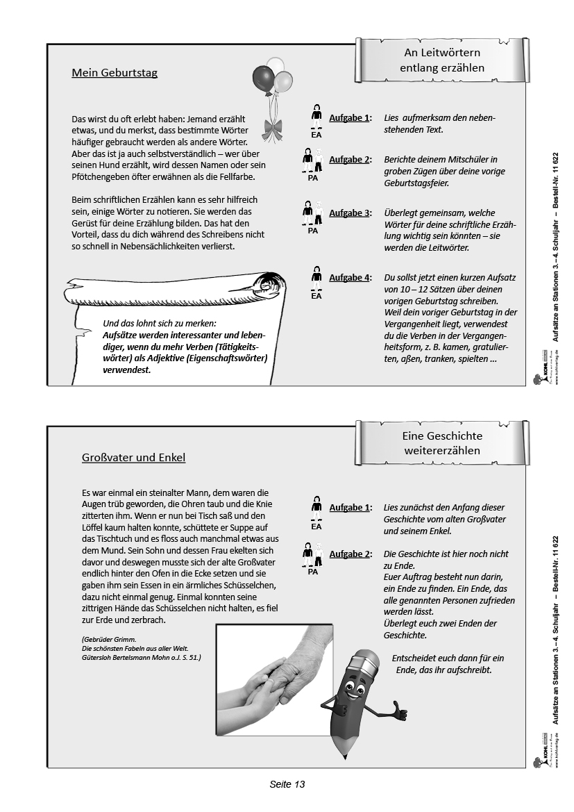 Aufsätze an Stationen / Klasse 3-4