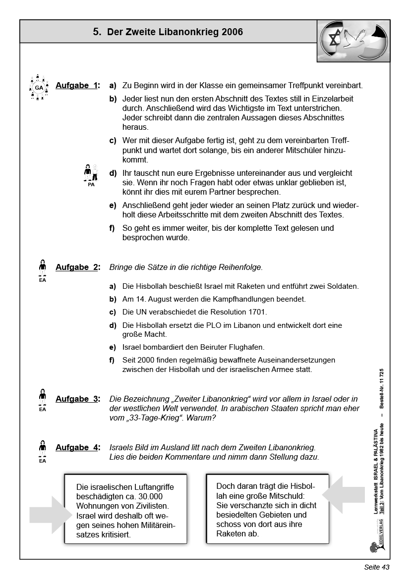 Lernwerkstatt Israel und Palästina 3 Lernwerkstatt Israel und Palästina 3