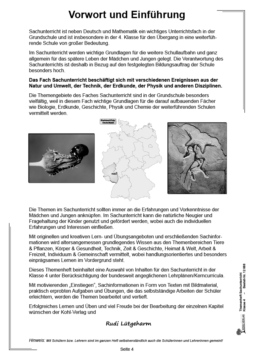 Themenheft Sachunterricht / Klasse 4
