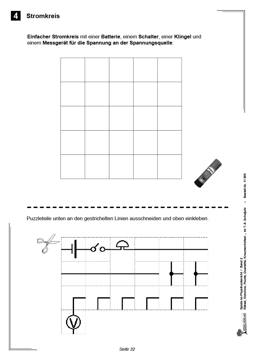 Spiele im Physikunterricht / Klasse 7-8 - Rätsel, Dominos, Puzzle, Kreuzworträtsel, Quartette