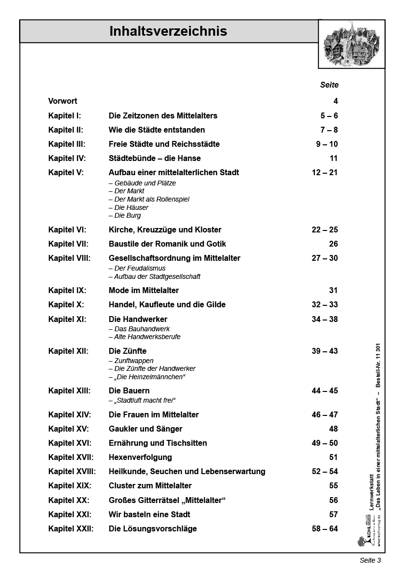 Leben in der mittelalterlichen stadt unterrichtsmaterial