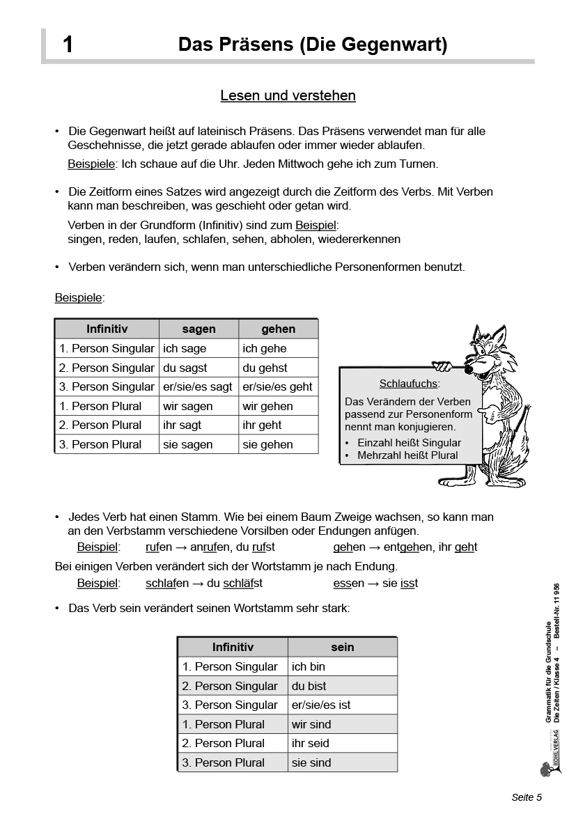 Grammatik für die Grundschule - Die Zeiten / Klasse 4