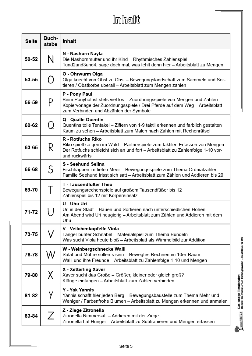 Das lustige Tieralphabet / Band 3: Rechnen lernen leicht gemacht