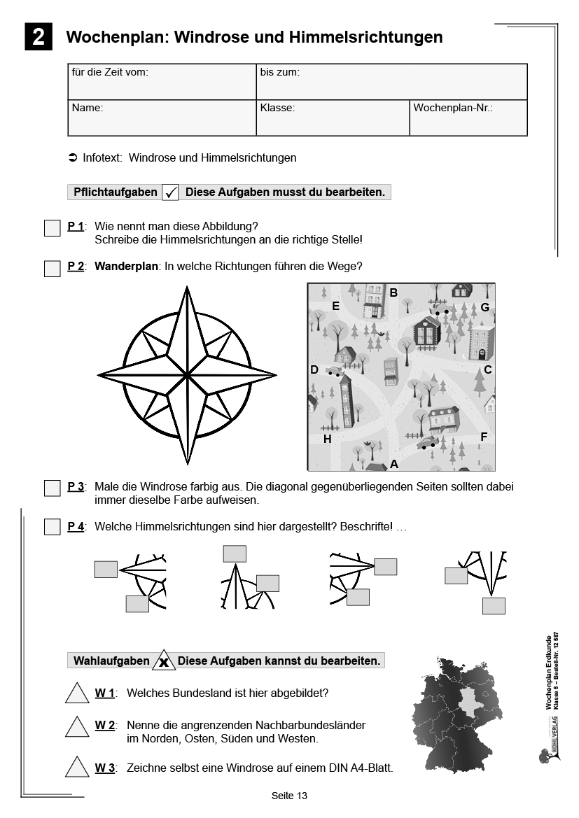 Wochenplan Erdkunde / Klasse 5