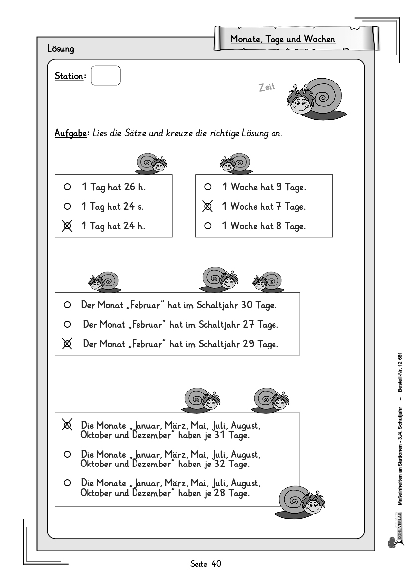 Maßeinheiten an Stationen / Klasse 3-4