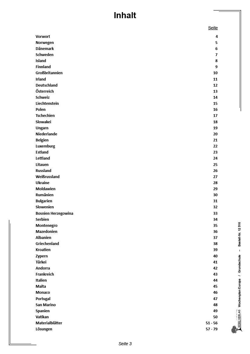 Wochenplan Europa