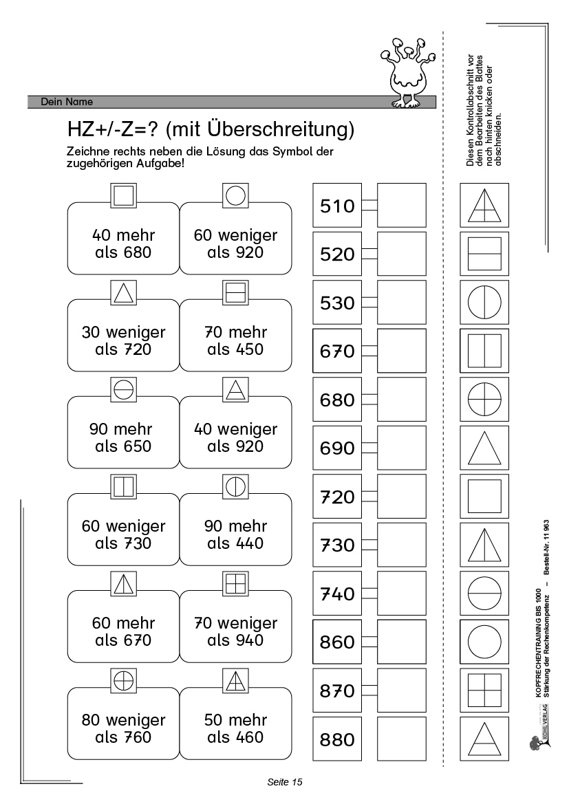 Kopfrechentraining bis 1000