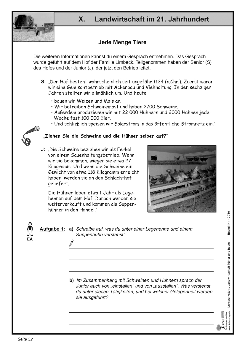 Lernwerkstatt Landwirtschaft früher und heute Lernwerkstatt Landwirtschaft früher und heute