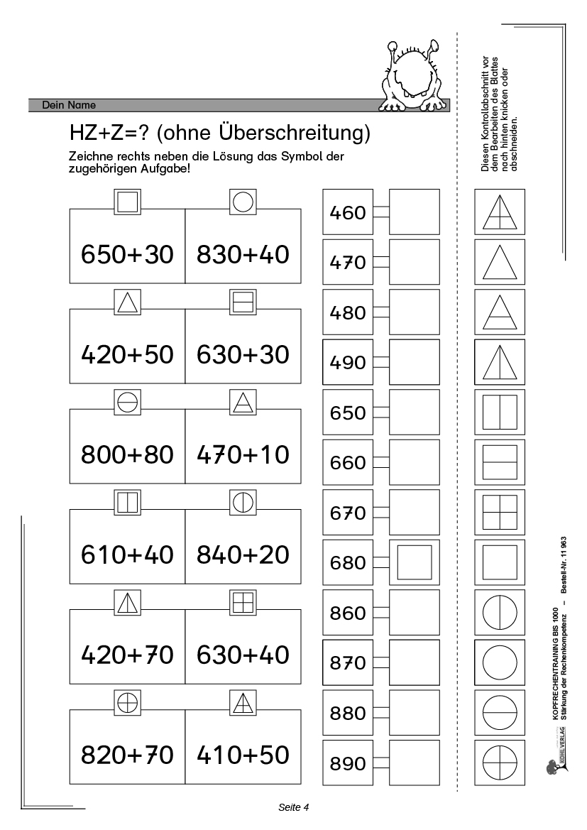 Kopfrechentraining bis 1000