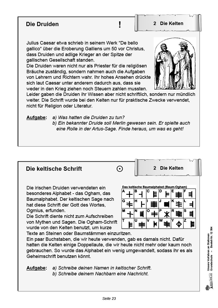 Unsere Vorfahren an Stationen / Geschichte der Kelten und Germanen