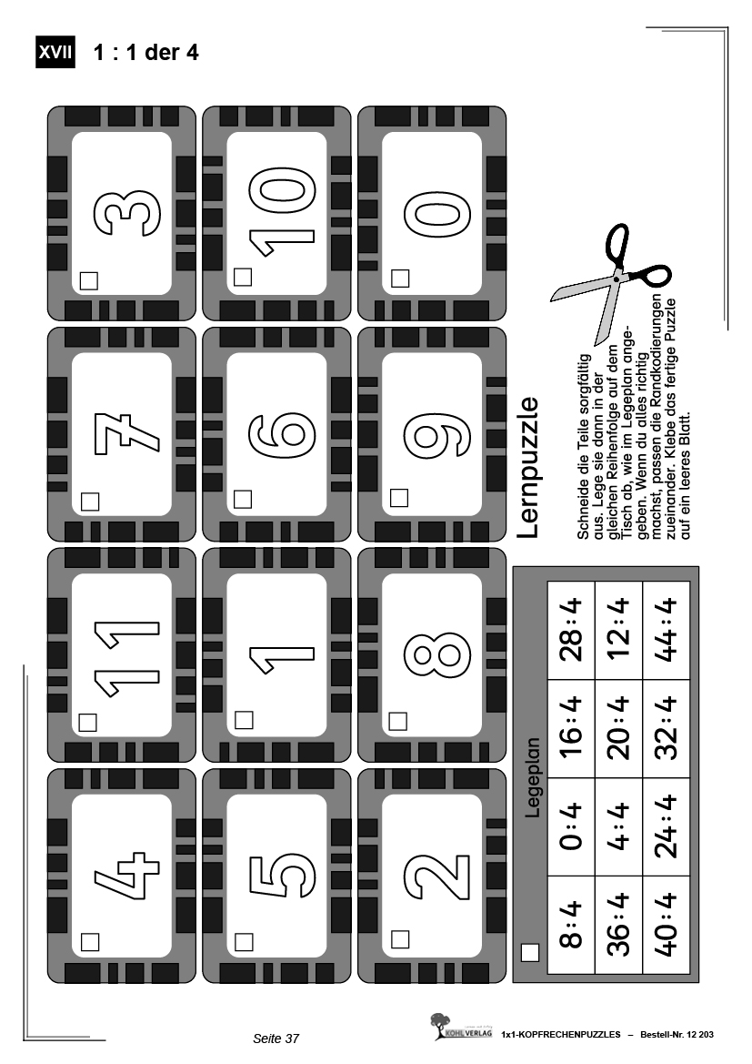 1x1 Kopfrechenpuzzles