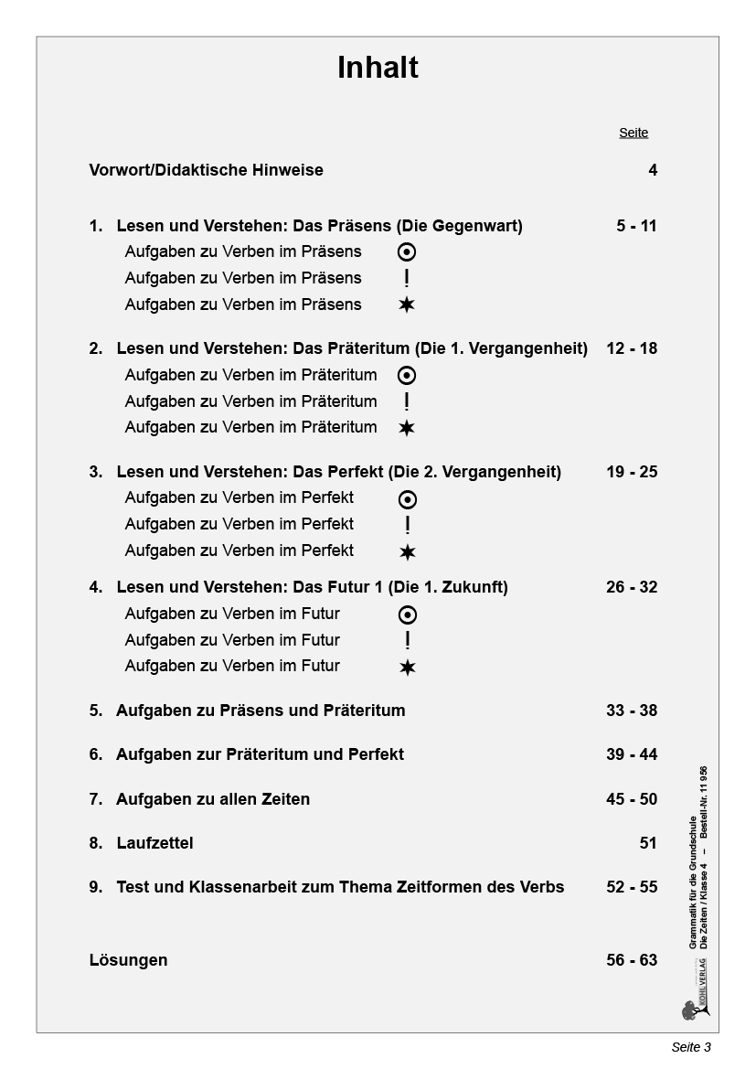 Grammatik für die Grundschule - Die Zeiten / Klasse 4