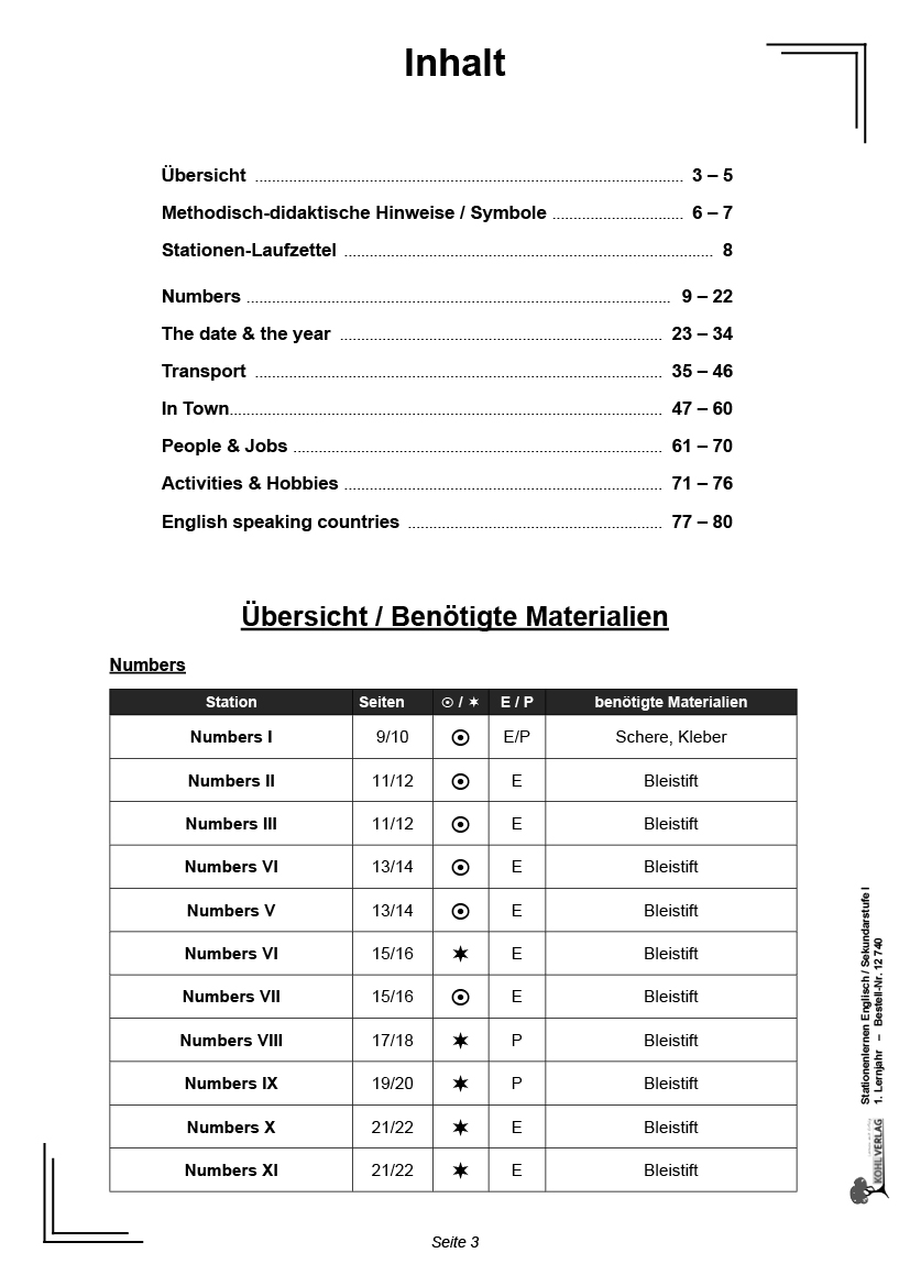 Stationenlernen Englisch / 1. Lernjahr