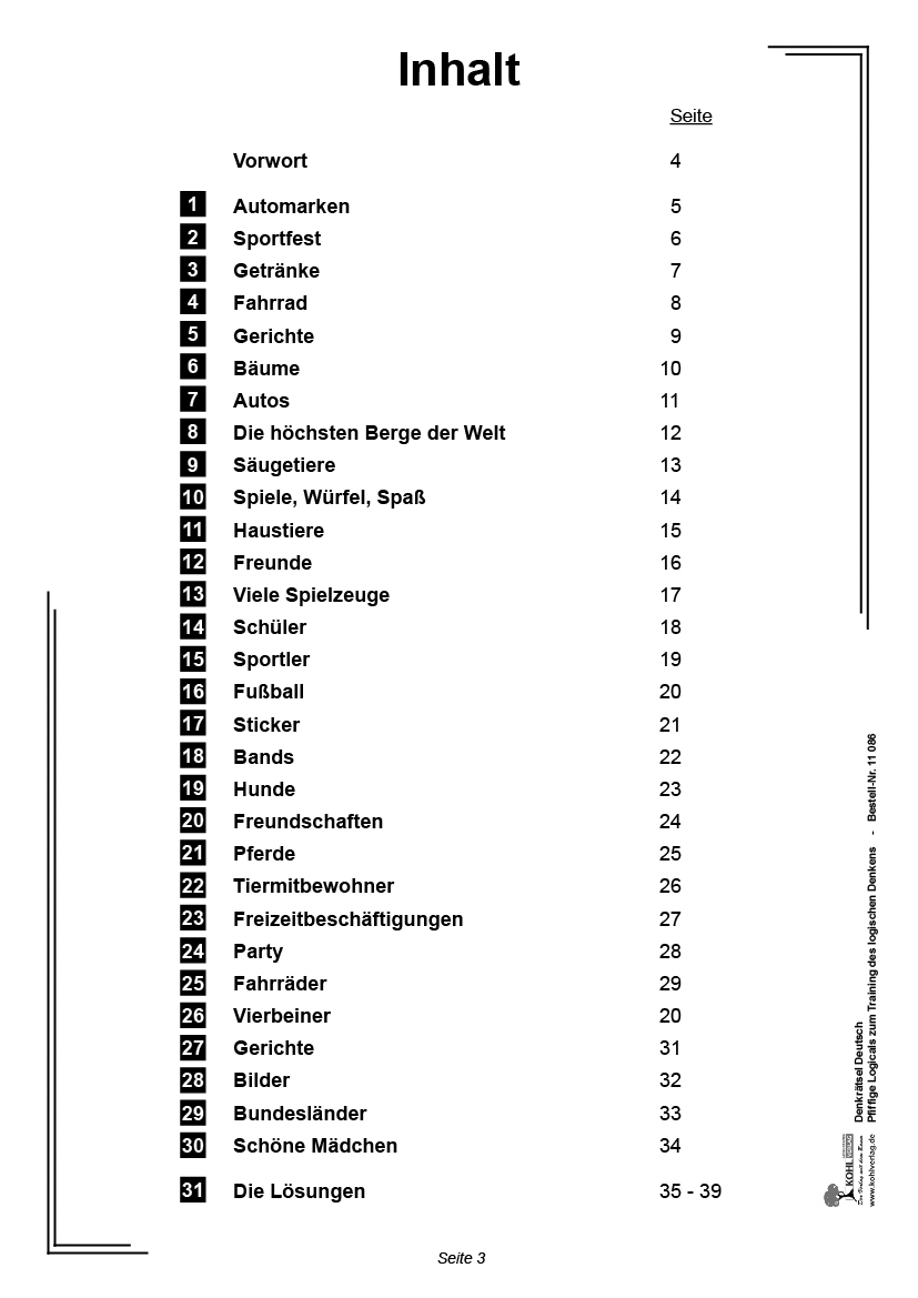 Logikrätsel Deutsch