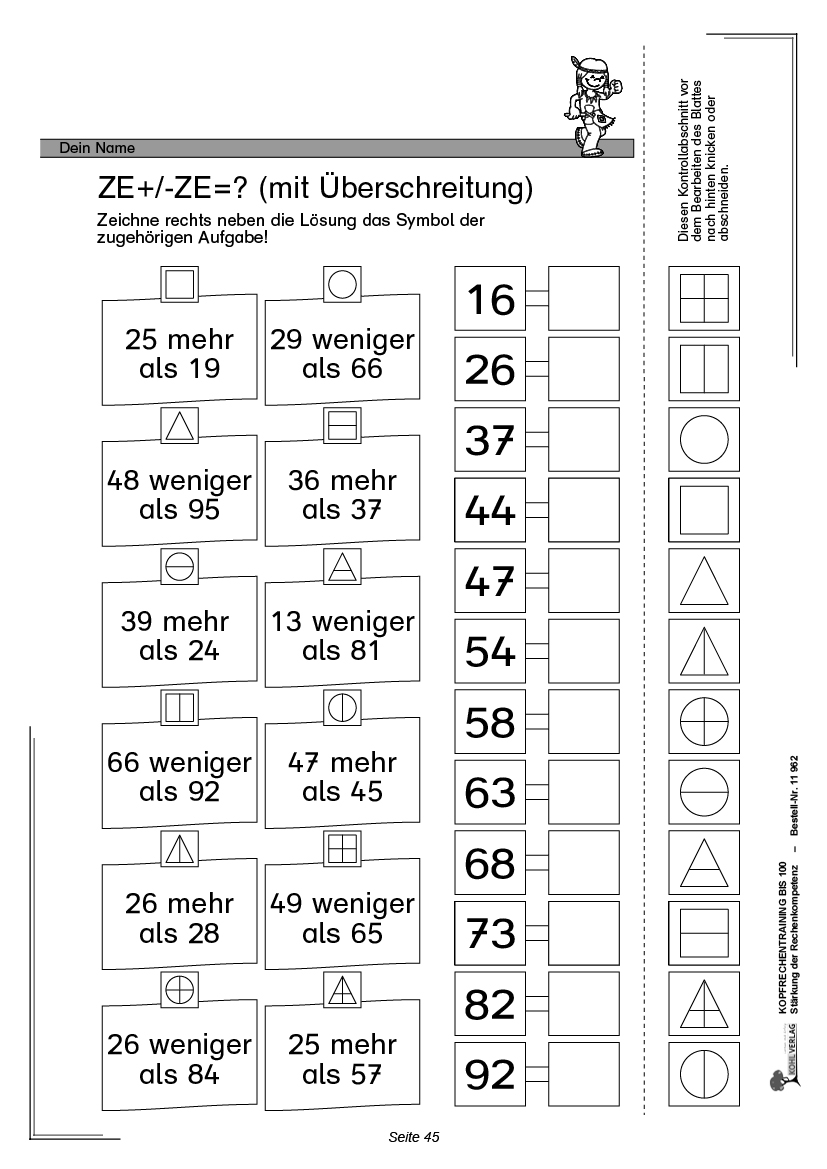 Kopfrechentraining bis 100