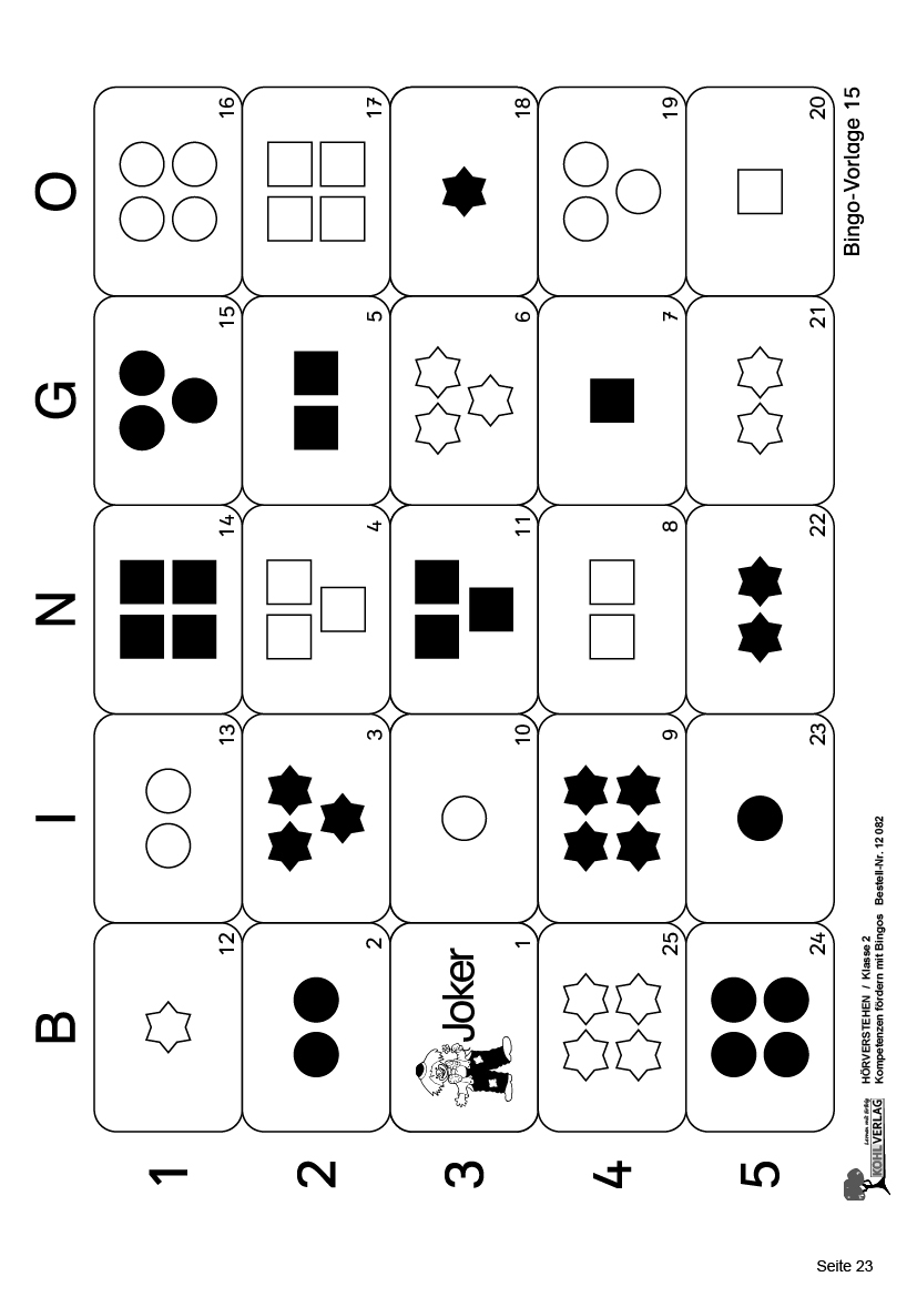 Hörverstehen-Bingo / Klasse 2