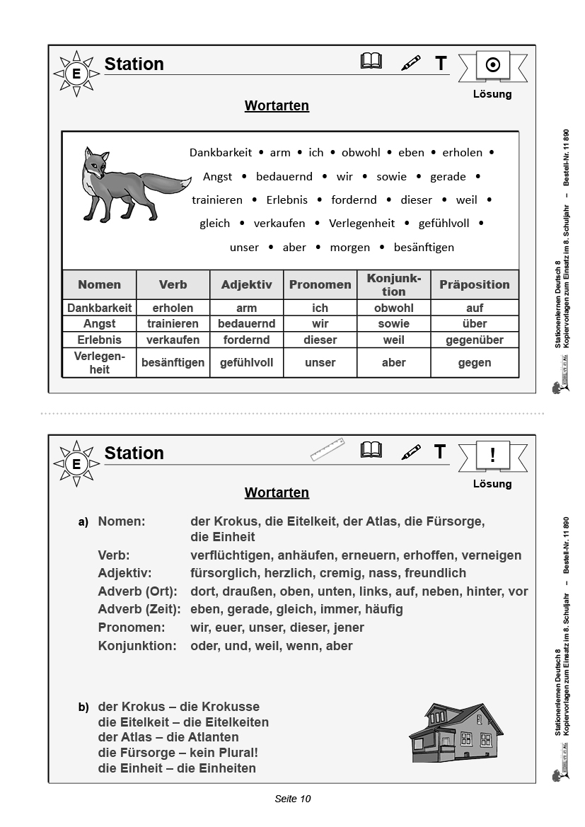 Stationenlernen Deutsch / Klasse 8