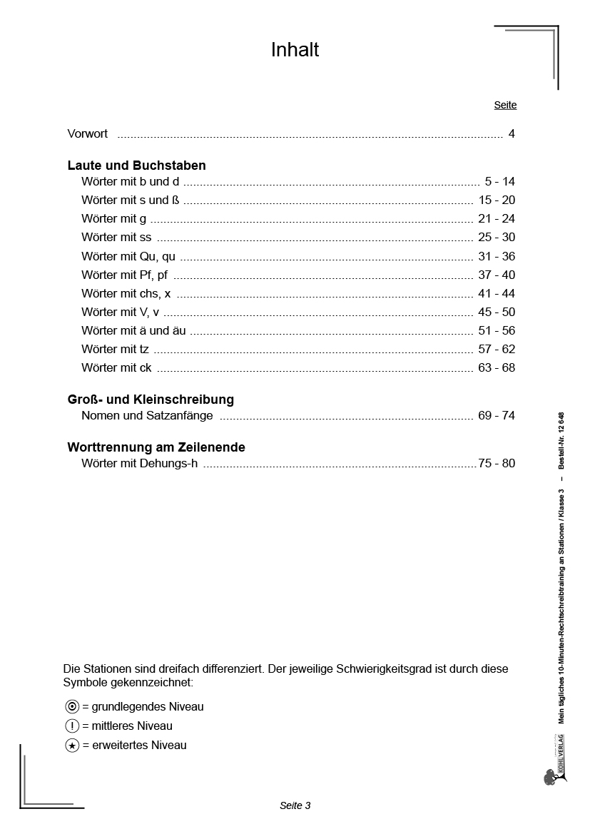 Mein tägliches 10-Minuten-Rechtschreibtraining an Stationen / Klasse 3