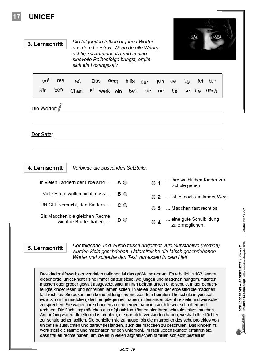 Der Leseprofi - Arbeitsheft / Klasse 7