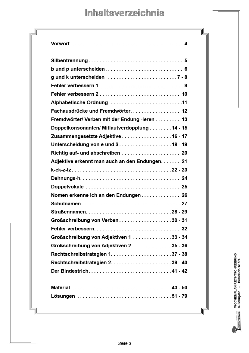 Wochenplan Rechtschreibung / Klasse 6