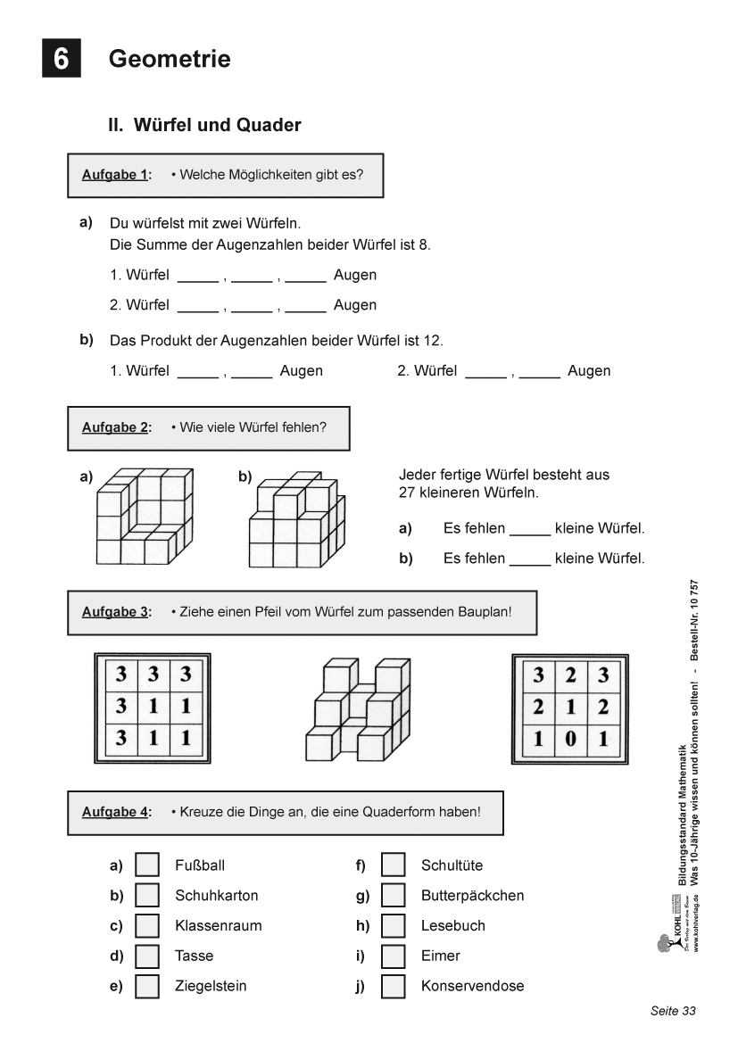 Bildungsstandard Mathematik / Klasse 4