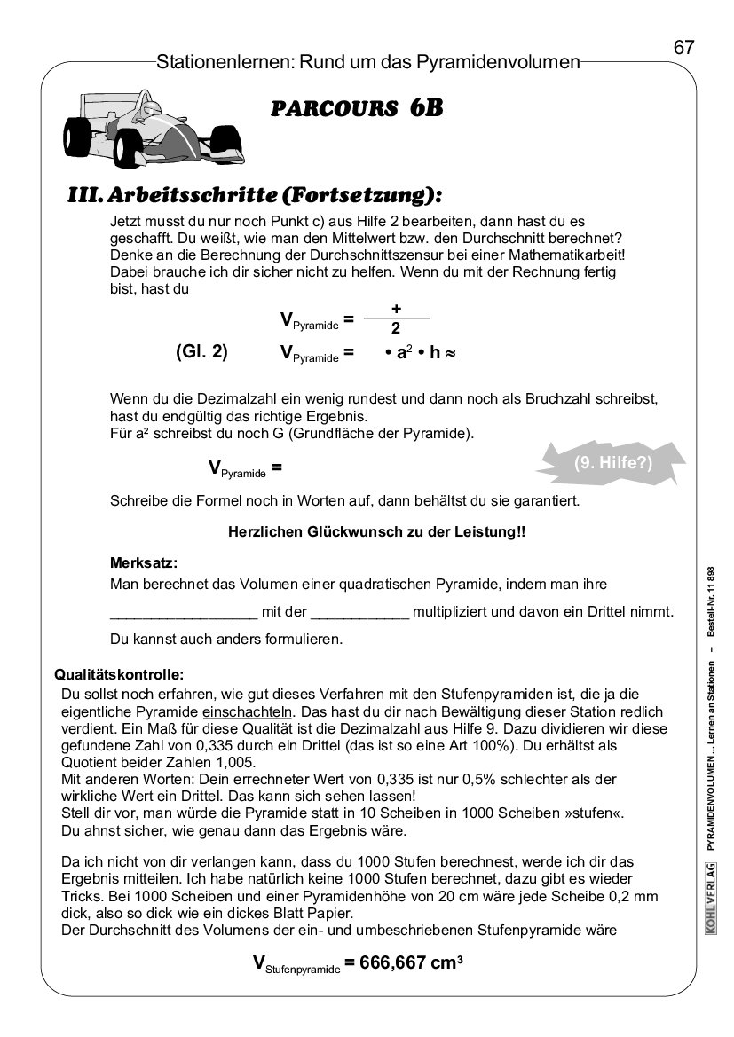 Pyramidenvolumen - Lernen an Stationen