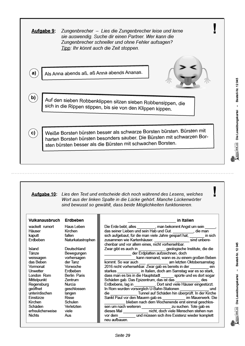Die Leseübungskartei - Mit motivierenden Lesetexten in verschiedenen Niveaustufen