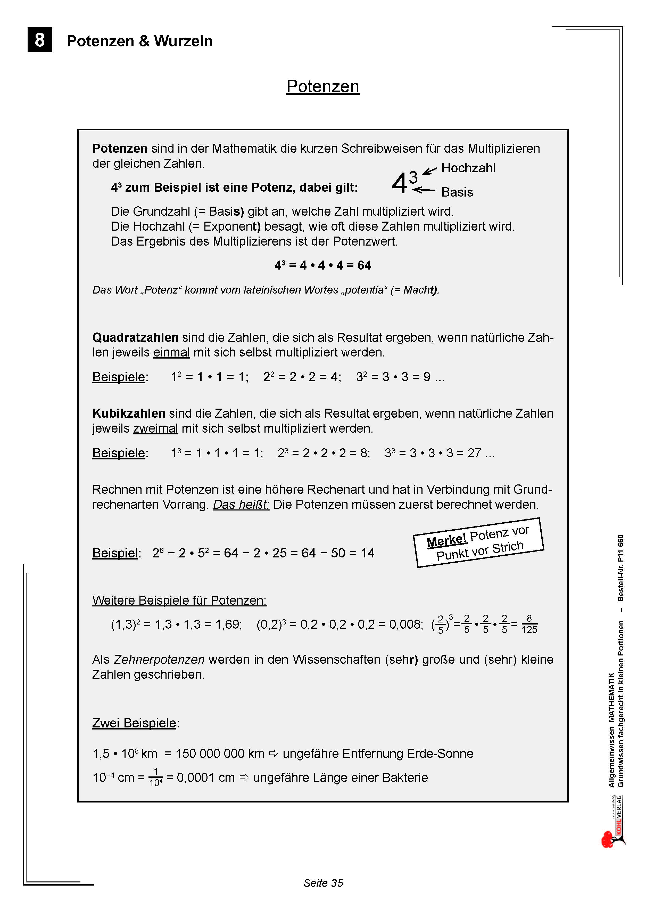 Allgemeinwissen fördern MATHEMATIK: Potenzen und Wurzeln