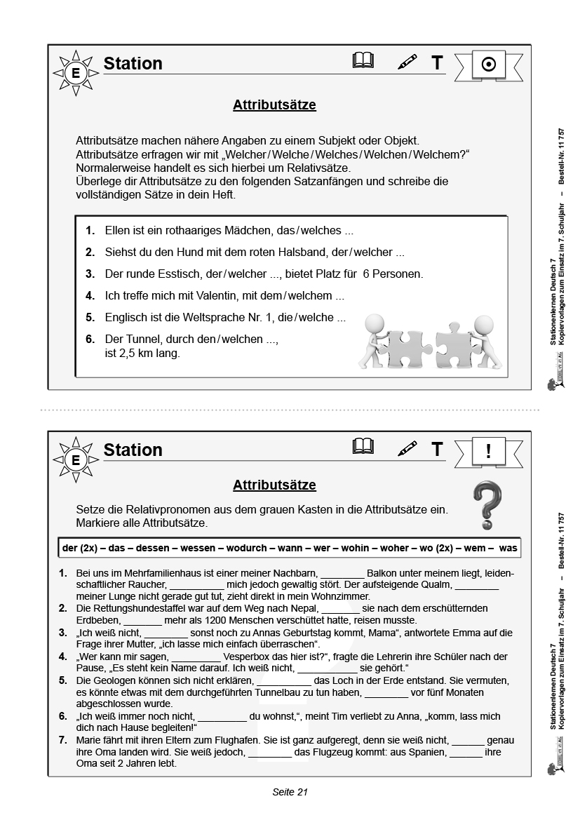 Stationenlernen Deutsch / Klasse 7