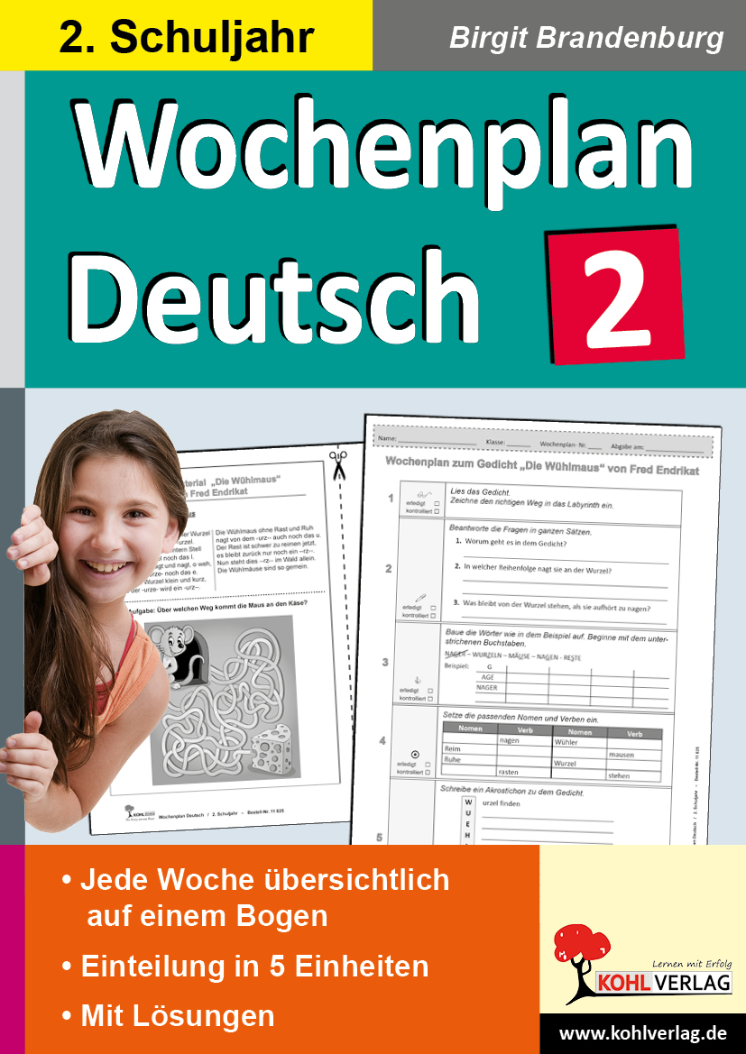 Wochenplan Deutsch / Klasse 2 - Jede Woche übersichtlich auf einem Bogen! (2. Schuljahr)