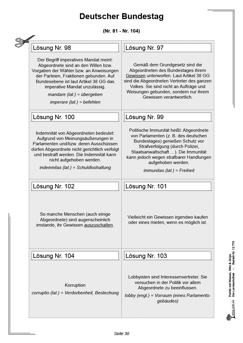 Politik mit Wissen, Witz & Grips  -  Die Lernkartothek