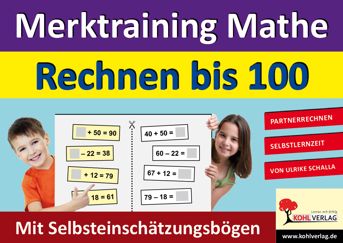 Merktraining Mathe - Rechnen bis 100 - Partnerrechnen mit Selbsteinschätzungsbögen
