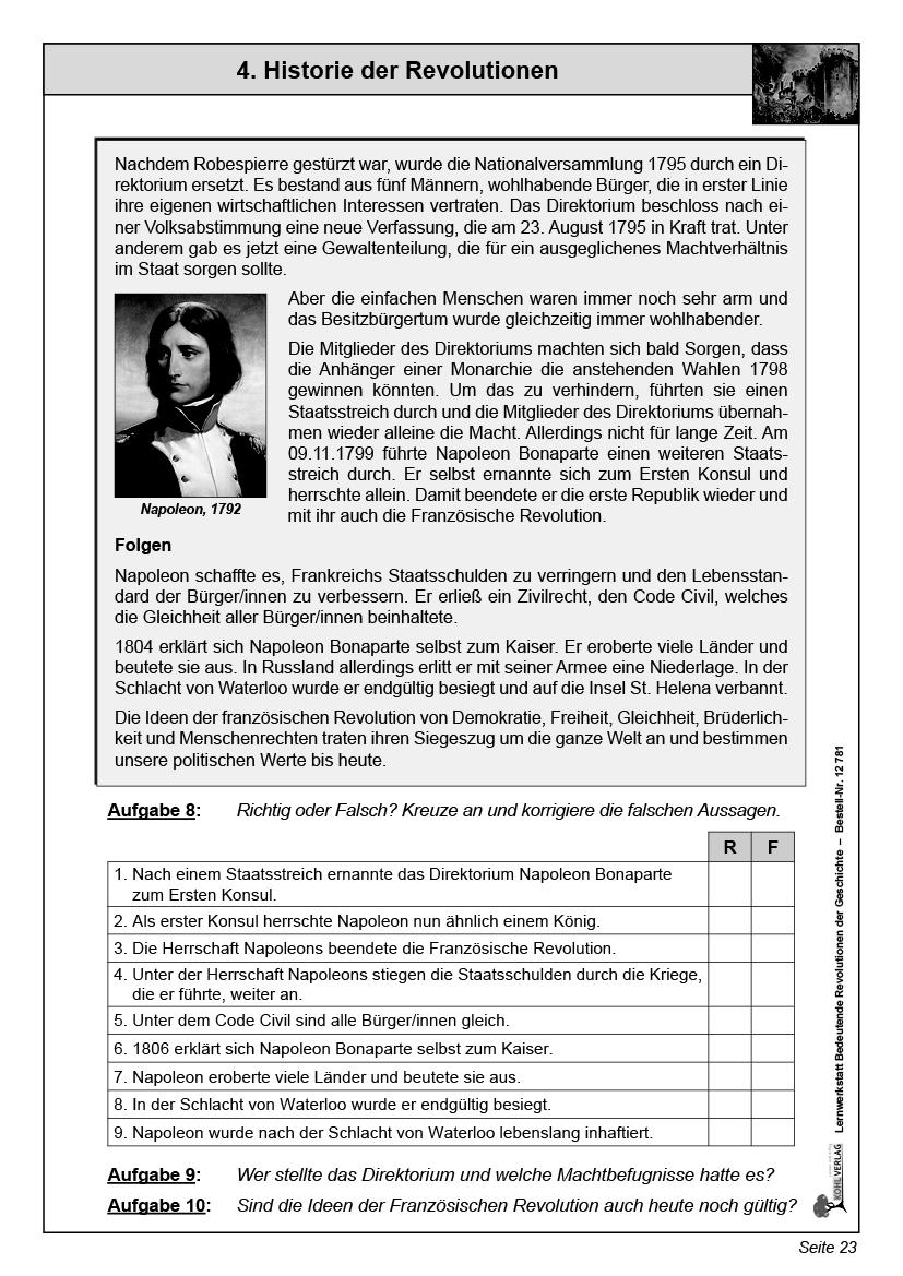 Lernwerkstatt Bedeutende Revolutionen der Geschichte Lernwerkstatt Bedeutende Revolutionen der Geschichte