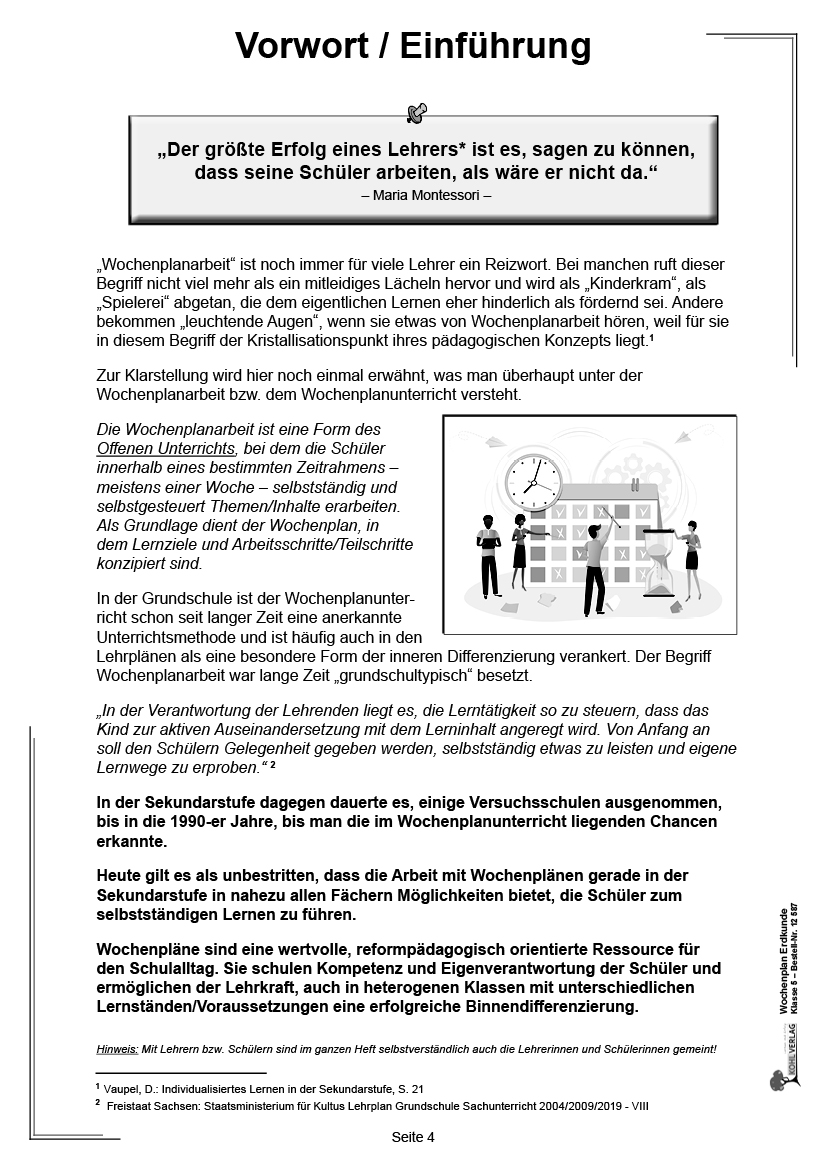 Wochenplan Erdkunde / Klasse 5