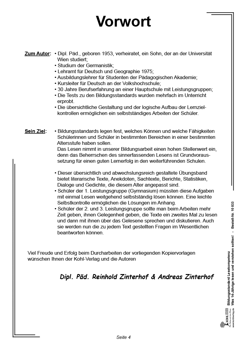 Bildungsstandard Lesekompetenz / Klasse 8