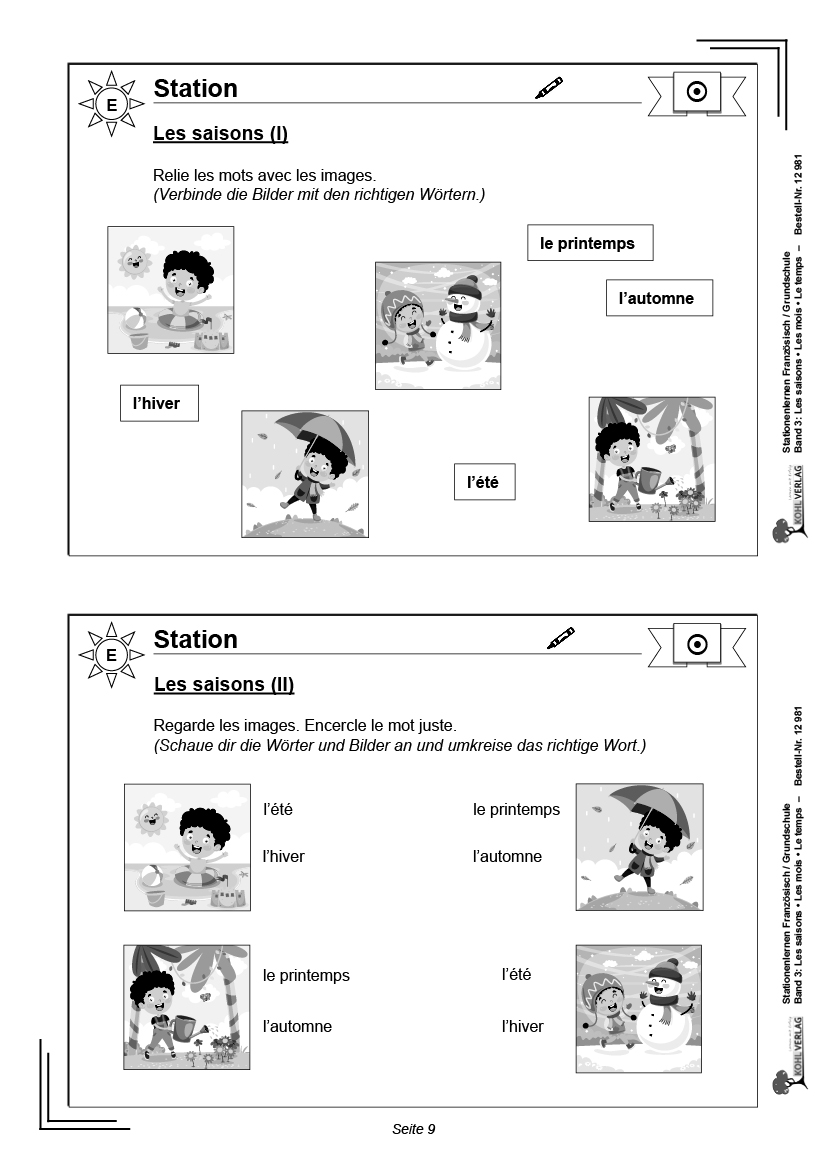 Stationenlernen Französisch 3 / Grundschule