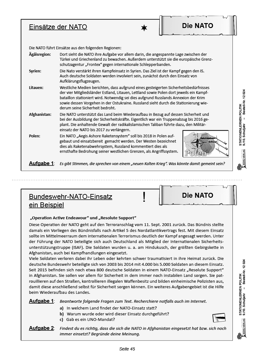 Stationenlernen Politik / Klasse 9-10