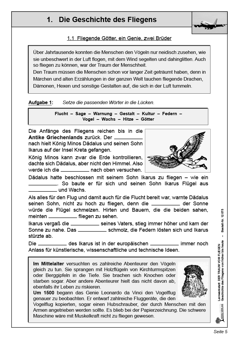 Lernwerkstatt Der Traum vom Fliegen Lernwerkstatt Der Traum vom Fliegen