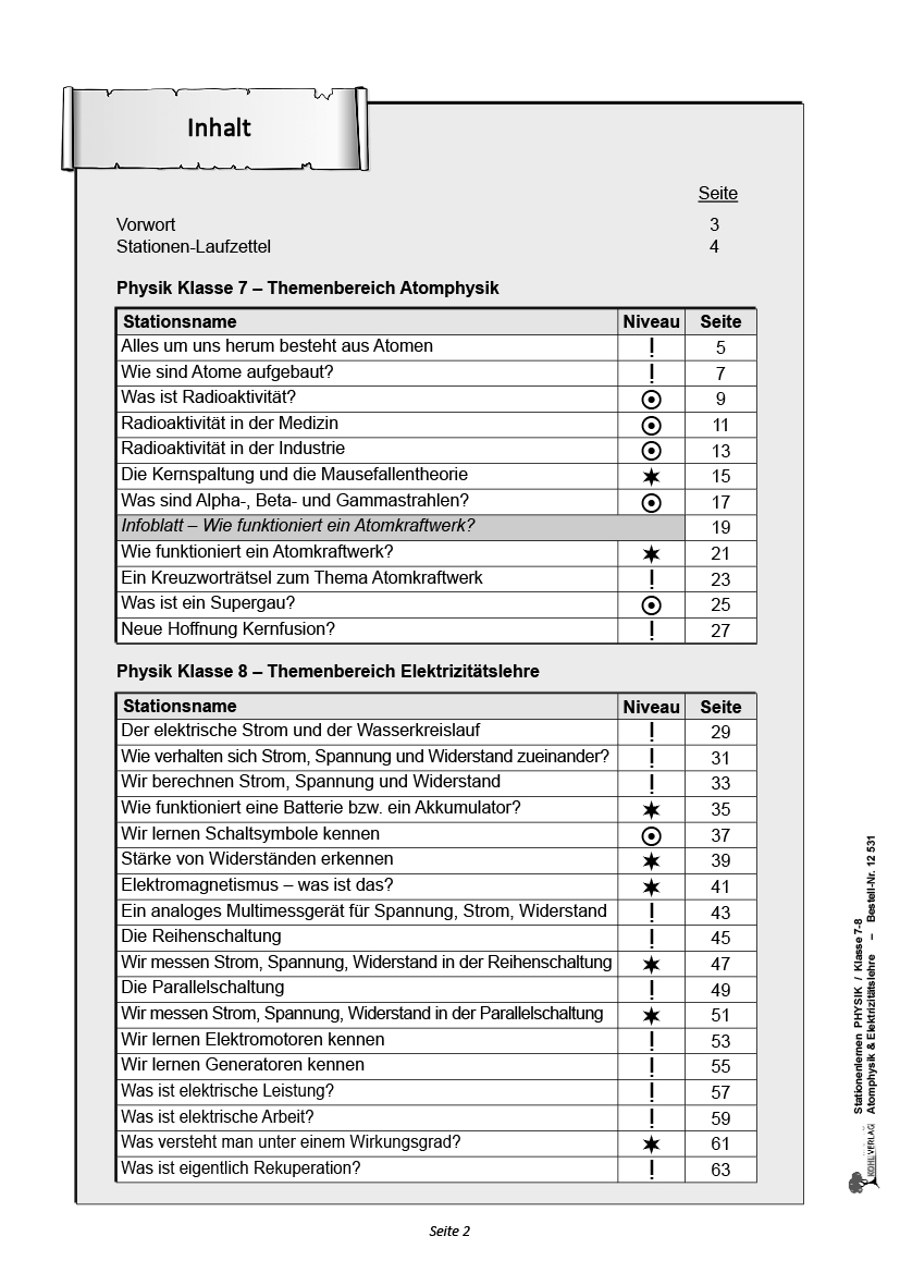 Stationenlernen Physik / Klasse 7-8