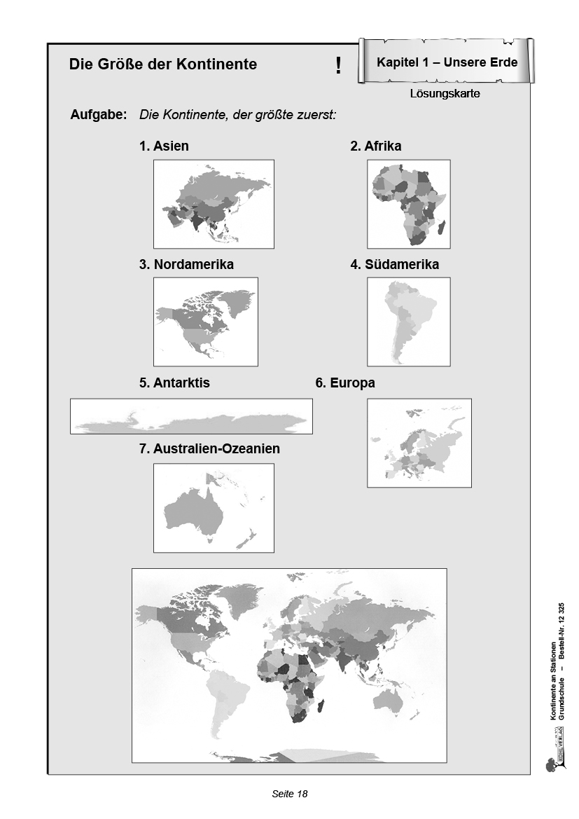 Kontinente an Stationen / Grundschule