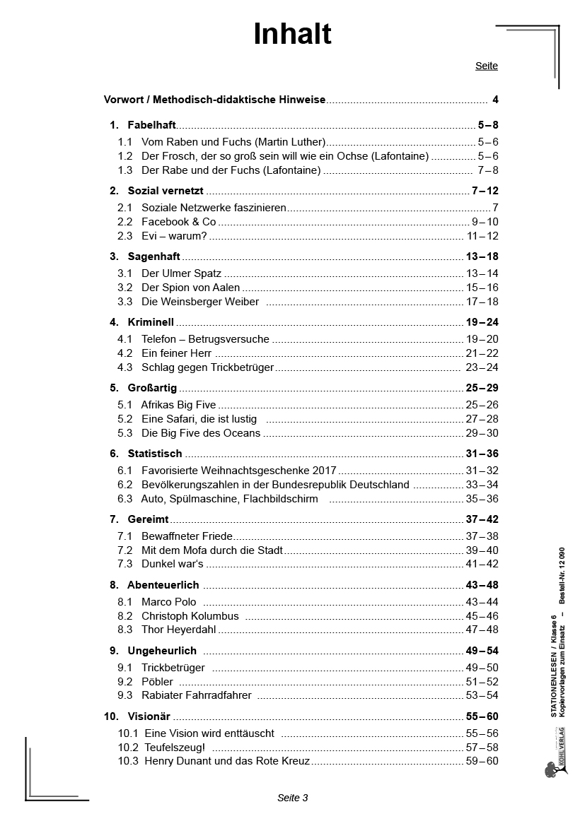 Stationenlesen Klasse 6