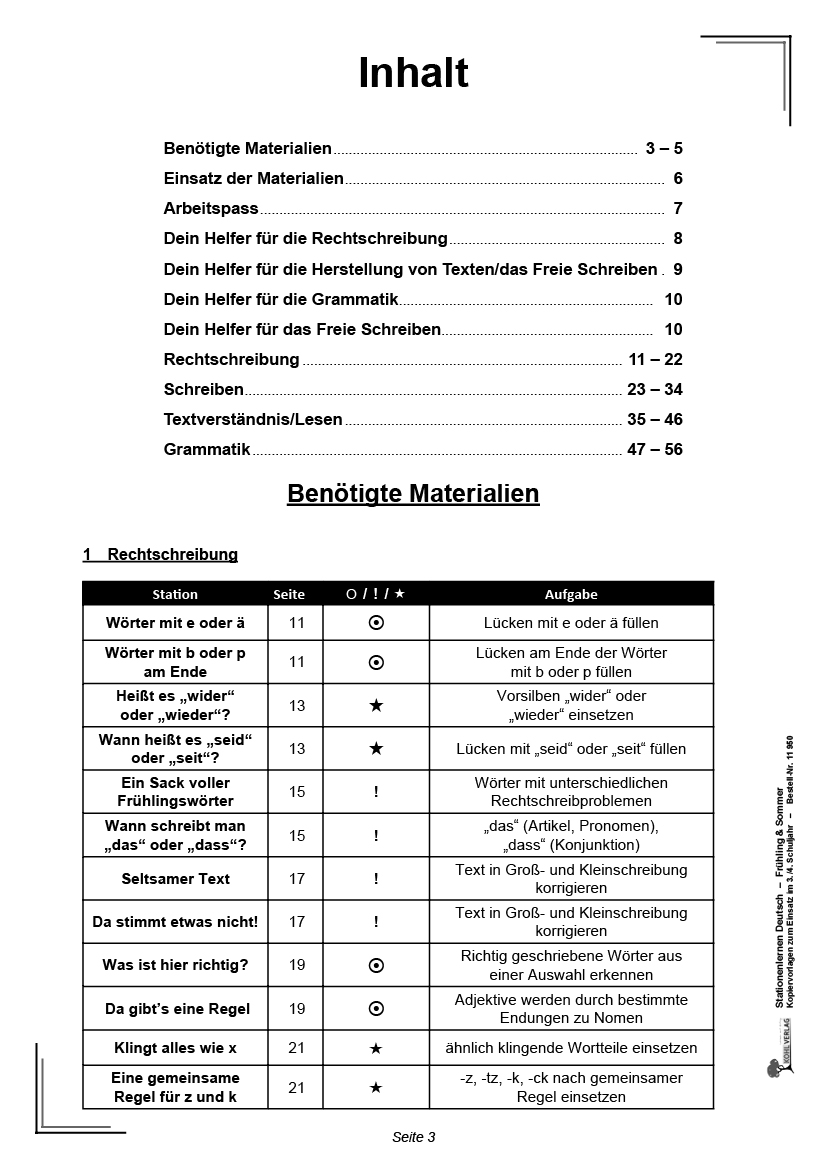 Stationenlernen Deutsch / Frühling & Sommer - Klasse 3/4