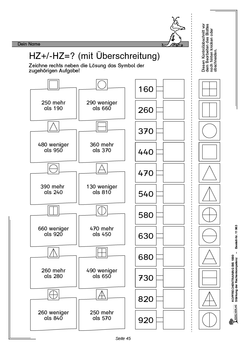 Kopfrechentraining bis 1000