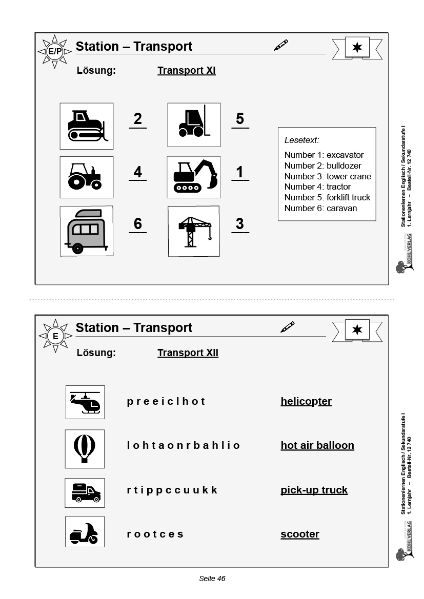 Stationenlernen Englisch / 1. Lernjahr