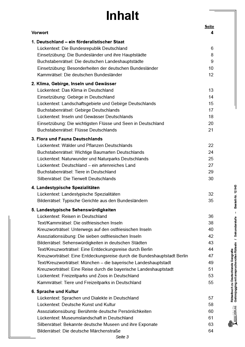 Rätselbuch zu Deutschlands Geografie