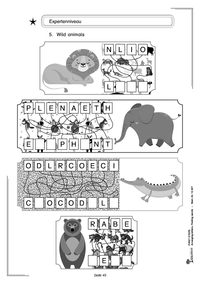 First Steps  -  Arranging letters, Finding words