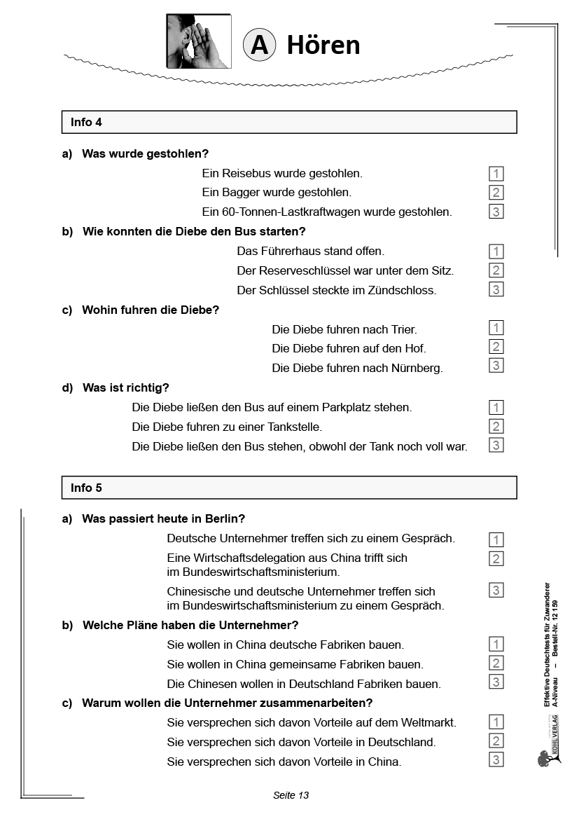 Effektive Deutsch-Tests für Zuwanderer - A-Niveau