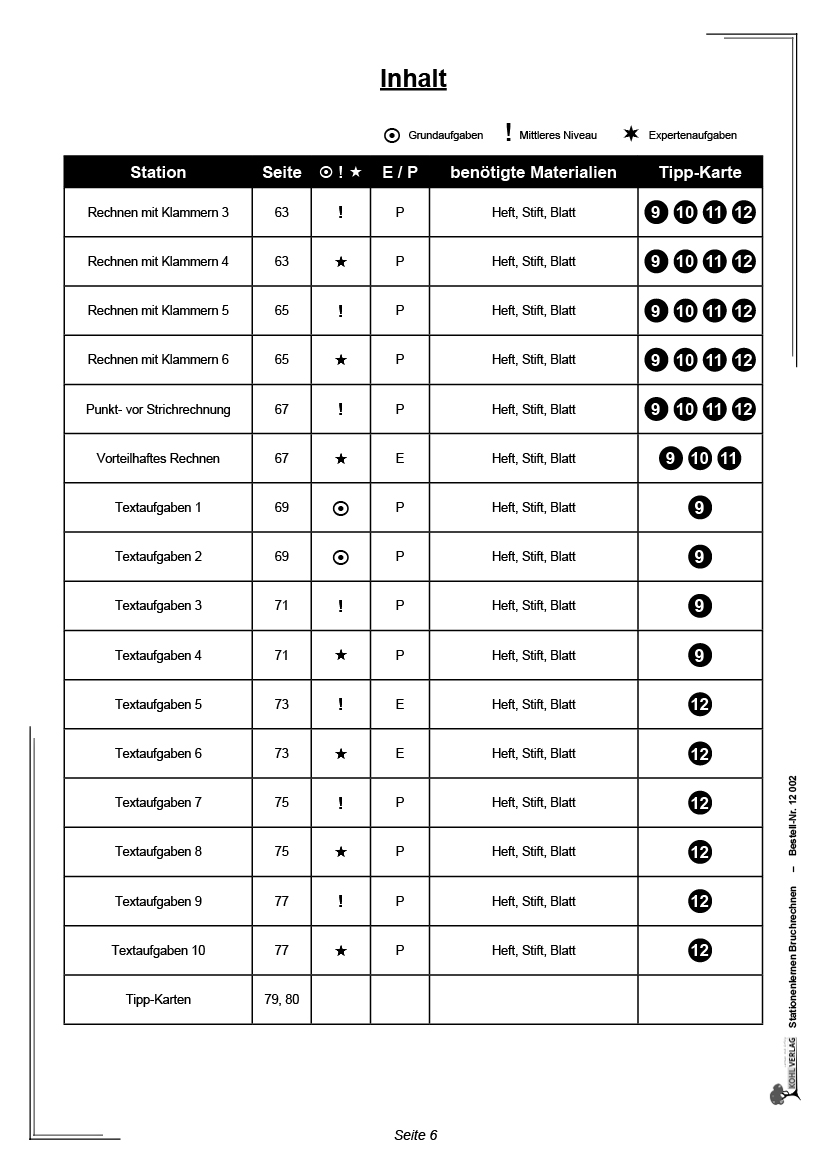 Stationenlernen Bruchrechnung